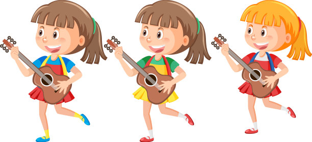 一组女孩弹吉他图片下载