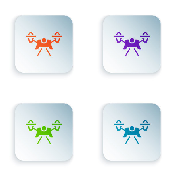 彩色无人机飞行图标孤立在白色图片下载