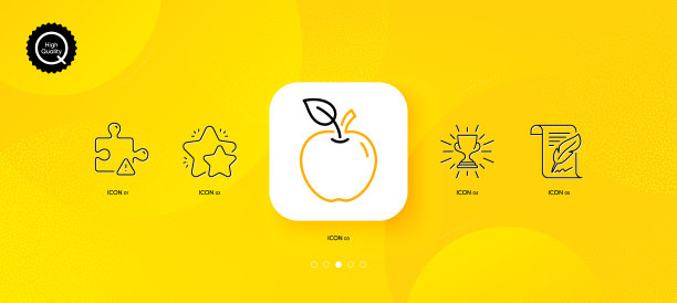 羽毛苹果和奖杯最小线图标为图片下载