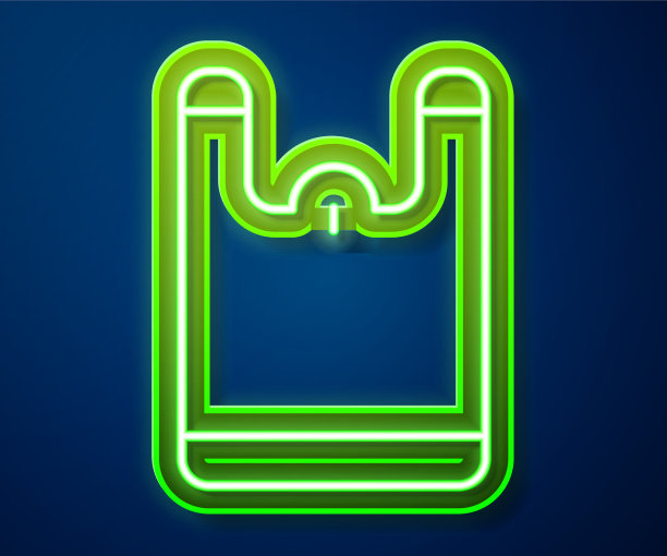 发光的霓虹灯线塑料袋图标孤立上图片下载