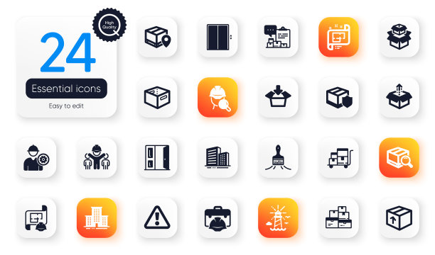 一套工业平面图标得到盒子打开门图片下载