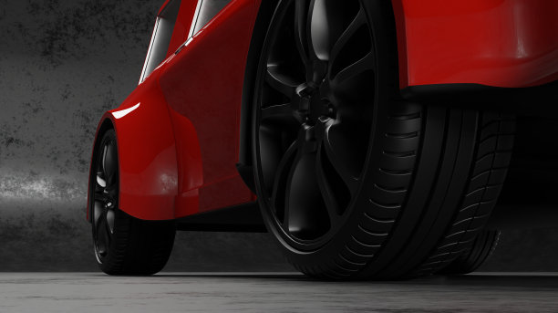 侧视图红色运动型SUV汽车概念模型图片下载