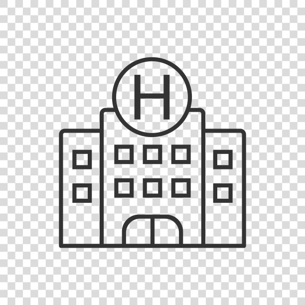 扁平风格的医院建筑图标图片下载