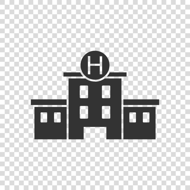 医院建筑图标在扁平化的医疗风格图片下载