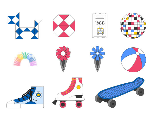 一套90年代和2000年代的复古标志图片下载