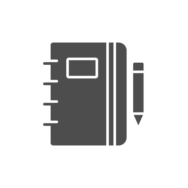 笔记本和钢笔图标线固体和填充图片下载