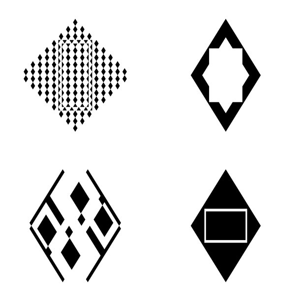 菱形平面图标设置孤立在白色上图片下载