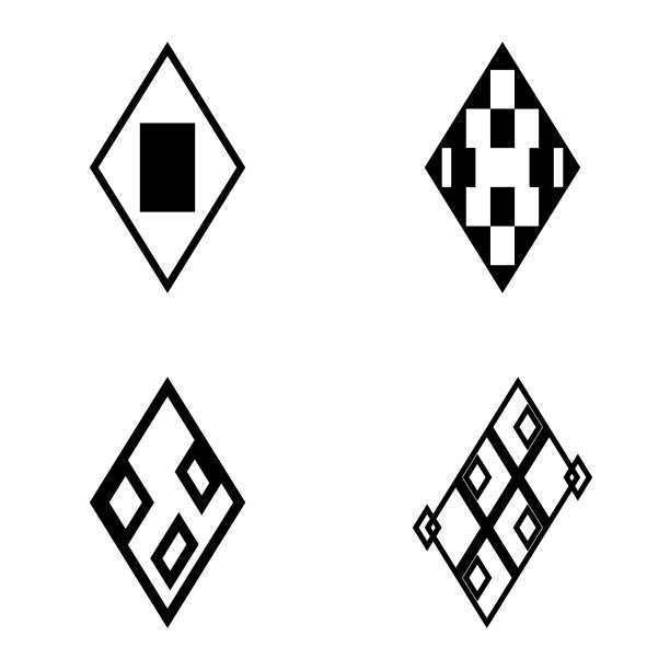 菱形平面图标设置孤立在白色上图片下载