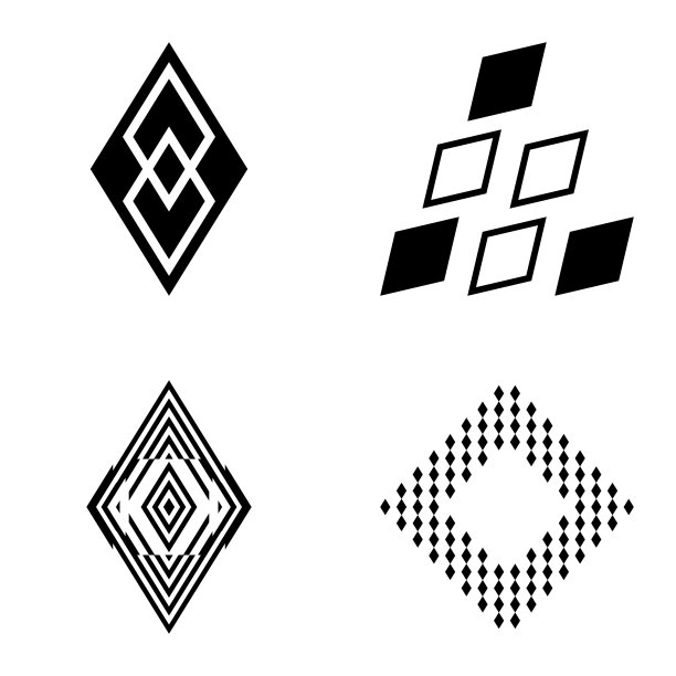 菱形平面图标设置孤立在白色上图片下载