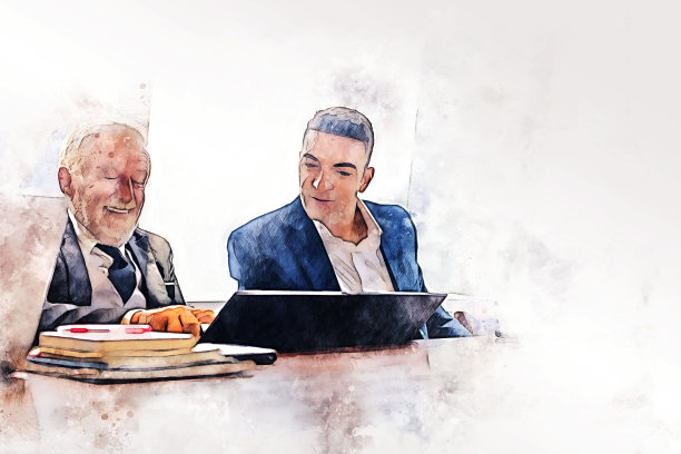 抽象的彩色经营理念以水彩插画绘画为背景。图片下载