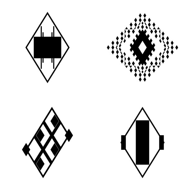 菱形平面图标设置孤立在白色上图片下载