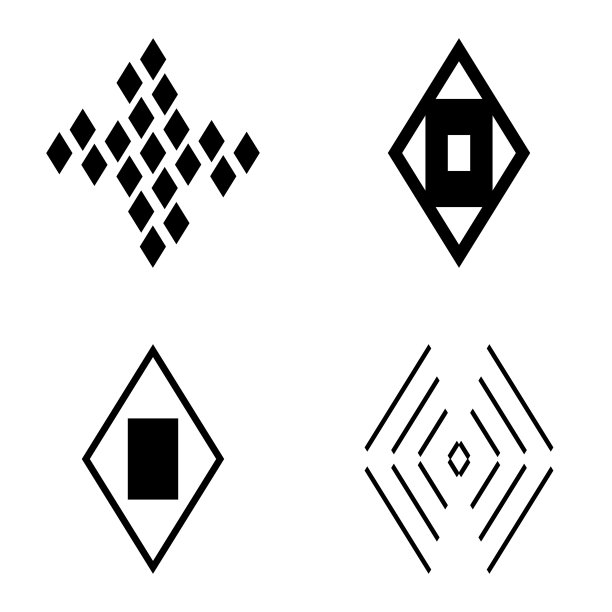 菱形平面图标设置孤立在白色上图片下载