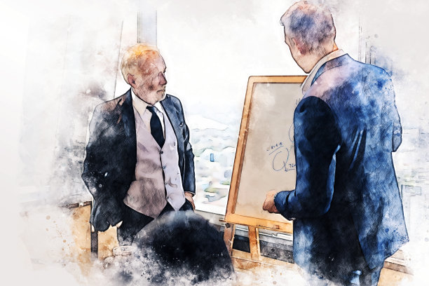 抽象的彩色经营理念以水彩插画绘画为背景。图片下载