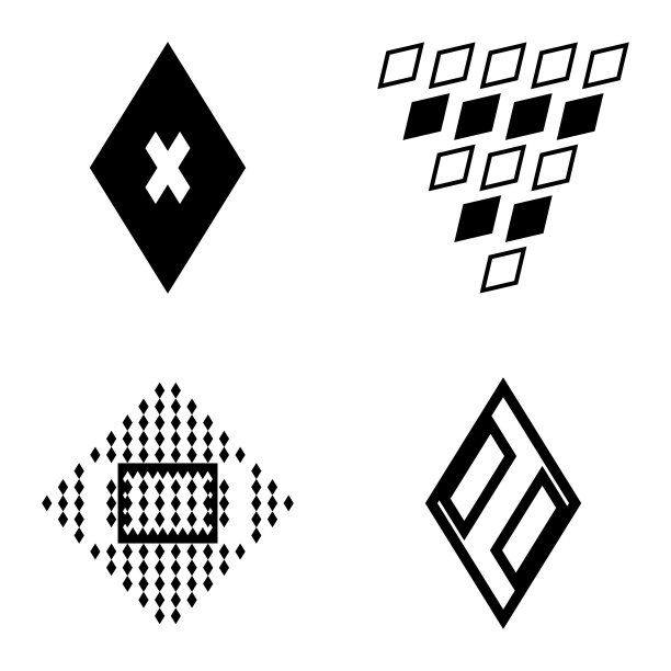 菱形平面图标设置孤立在白色上图片下载