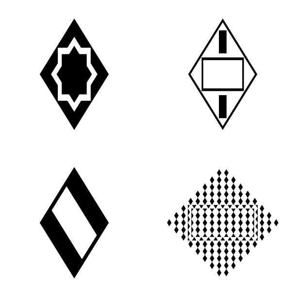 菱形平面图标设置孤立在白色上图片下载