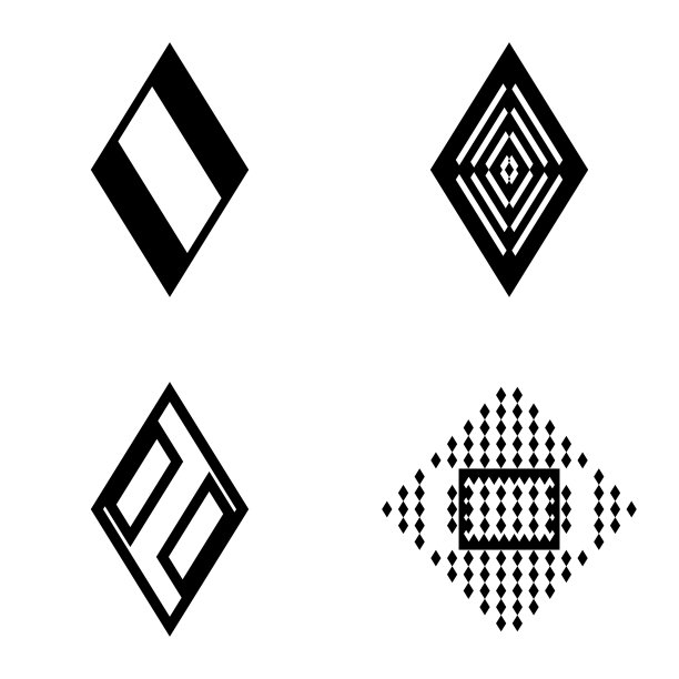 菱形平面图标设置孤立在白色上图片下载