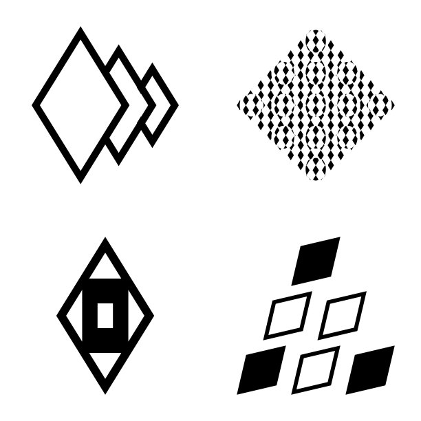菱形平面图标设置孤立在白色上图片下载