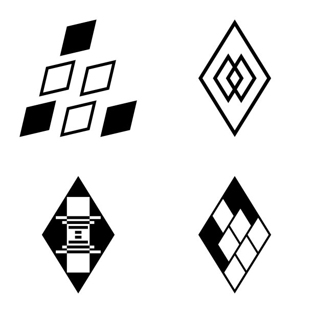 菱形平面图标设置孤立在白色上图片下载
