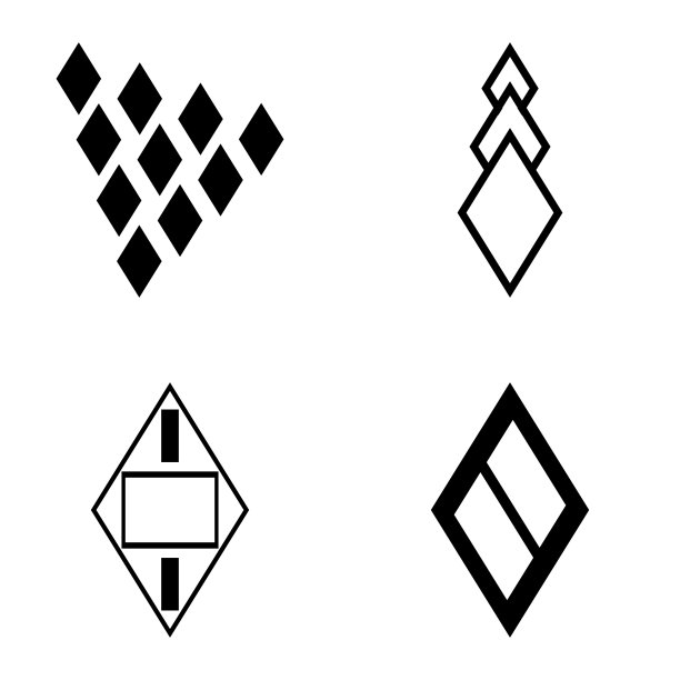菱形平面图标设置孤立在白色上图片下载
