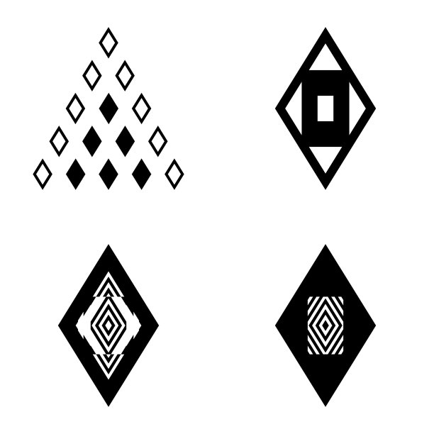 菱形平面图标设置孤立在白色上图片下载