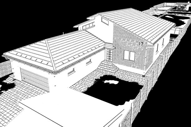住宅庭院布局，立体素描图片下载