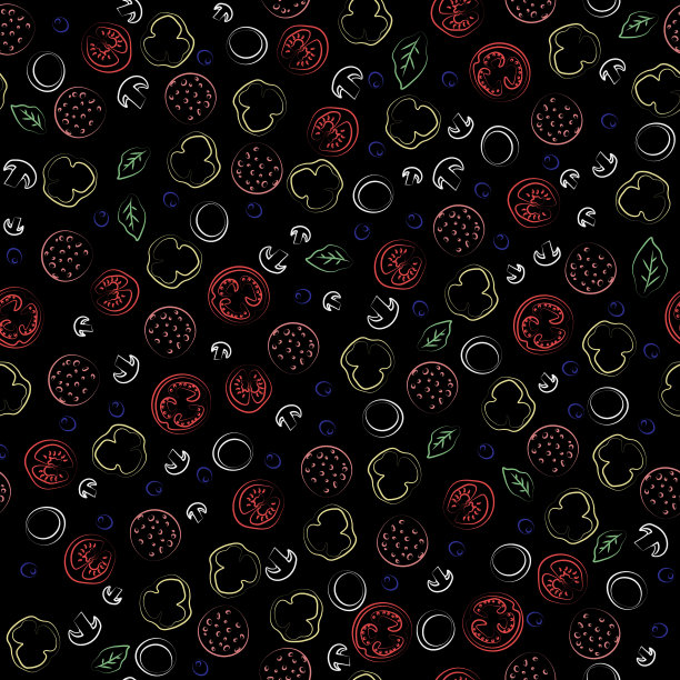 时尚图案搭配一套披萨产品图片下载