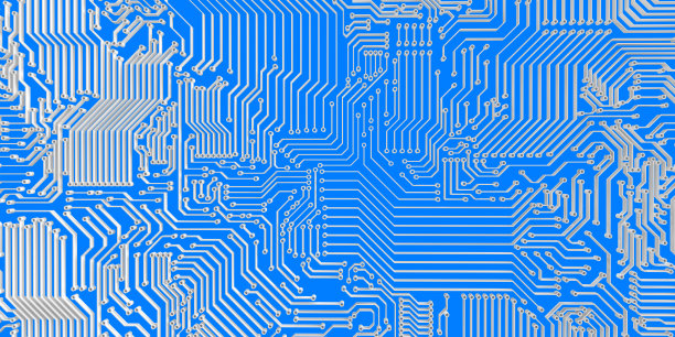 抽象的电路板设计,蓝色背景图片下载