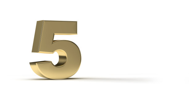 白色背景的金色五号，复制空间图片下载