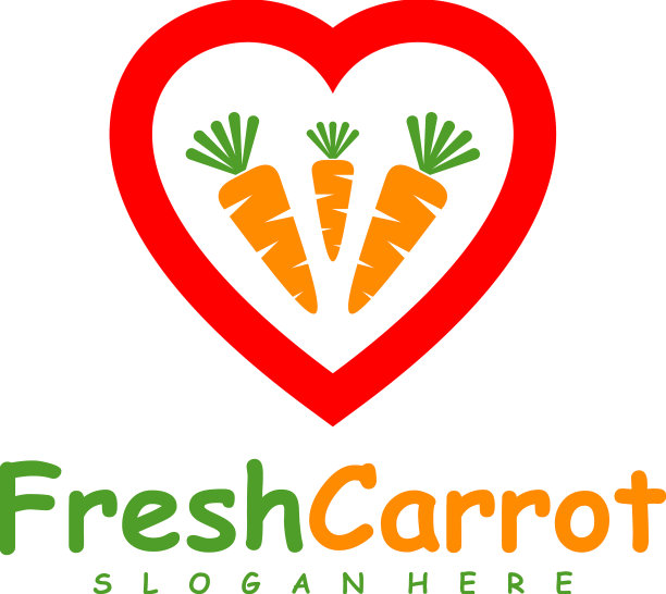 爱心胡萝卜logo设计创意胡萝卜logo图片下载