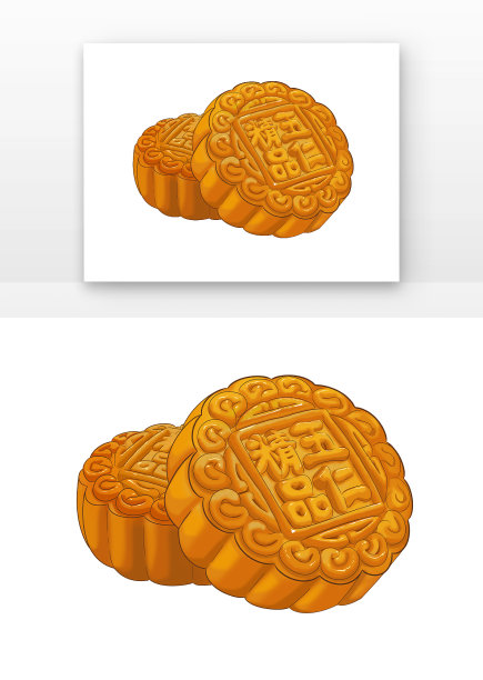 橙黄色水彩写实中秋节月饼元素图片下载