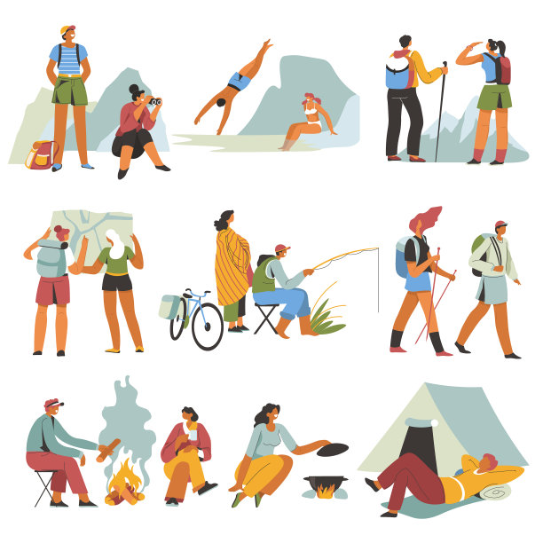 徒步旅行，登山，野营图片下载