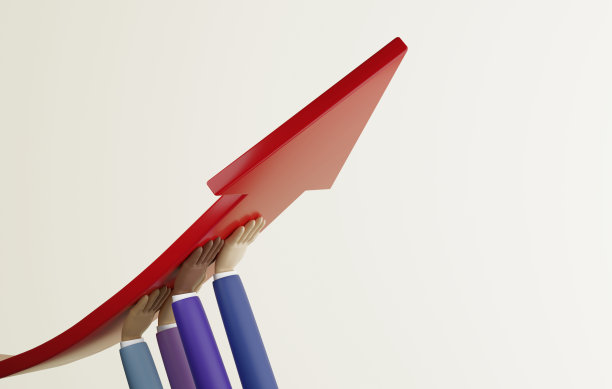 商务人员团队合作的手改变方向红色箭头。图片下载