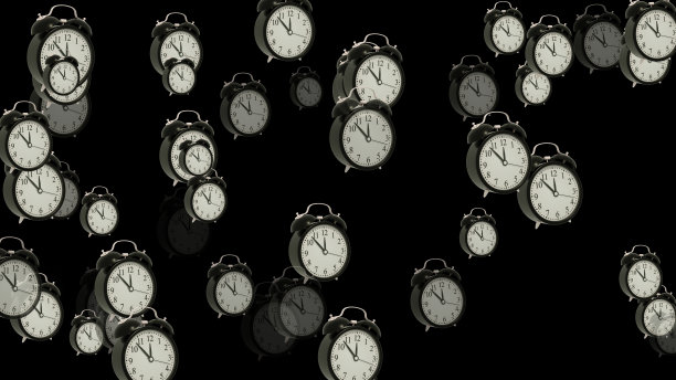 黑色背景的飞行闹钟图片下载