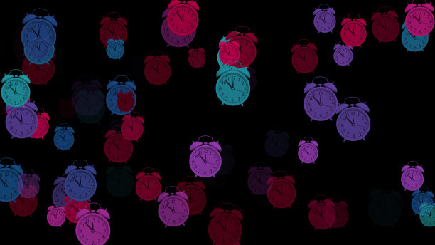 黑色背景的飞行闹钟图片下载