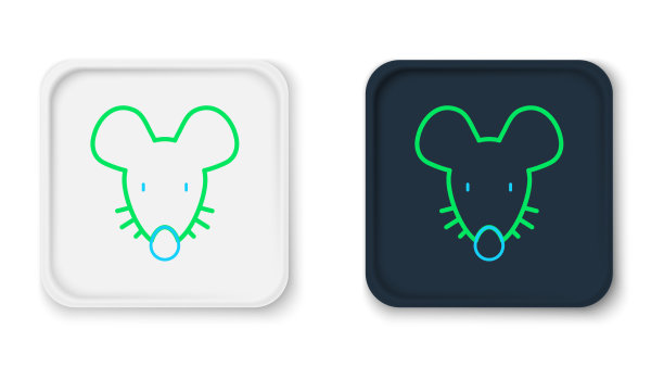 线实验鼠标图标孤立在白色上图片下载