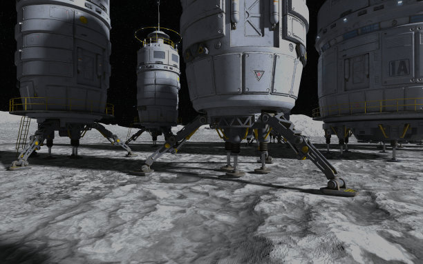 月球殖民地。月球基地。《月球上的生活》3d插画。图片下载