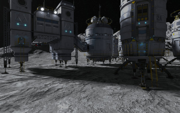 月球殖民地。月球基地。《月球上的生活》3d插画。图片下载