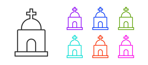 黑线旧地窖图标孤立在白色上图片下载