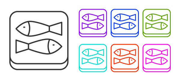 黑线鱼罐头图标孤立在白色图片下载