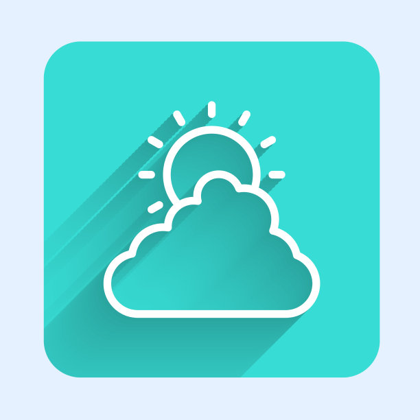 白线太阳和云天气图标隔离图片下载