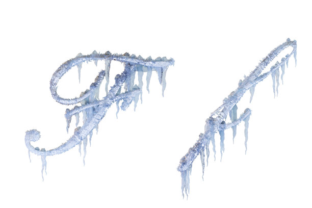 冰字母F, 3D渲染图片下载