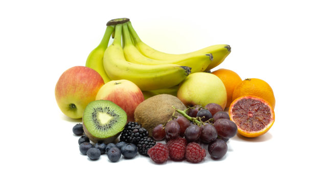 不同的果实分离在白色背景图片下载