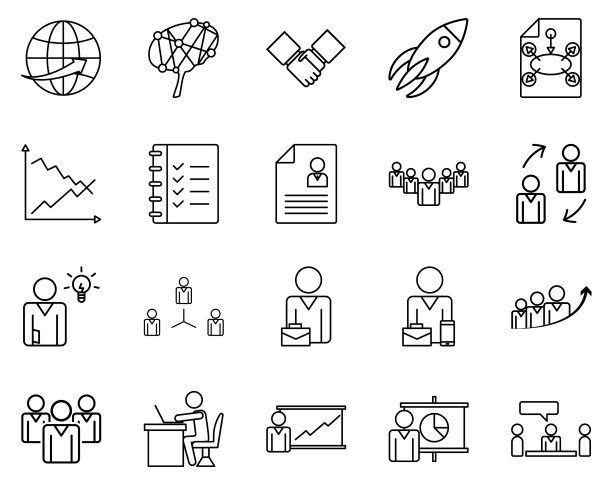 一套商业管理图标Set businesswoman图片下载