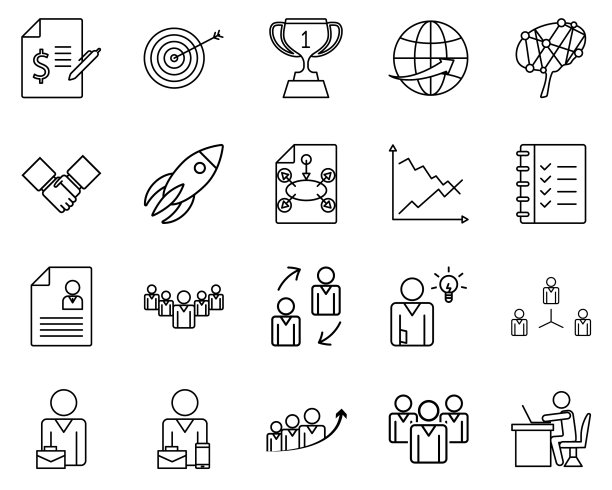 一套商业管理图标Set businesswoman图片下载