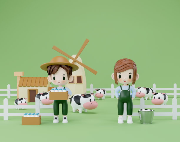 3 d演示。村民及奶牛场图片下载