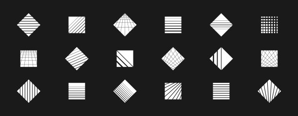 复古波设计元素集方形和图片下载