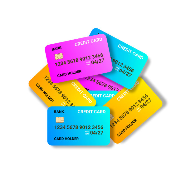 不同的信用卡被隔离在白底上图片下载