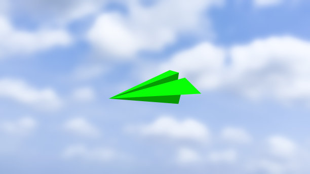 绿色的纸飞机在天空中飞行插图图片下载