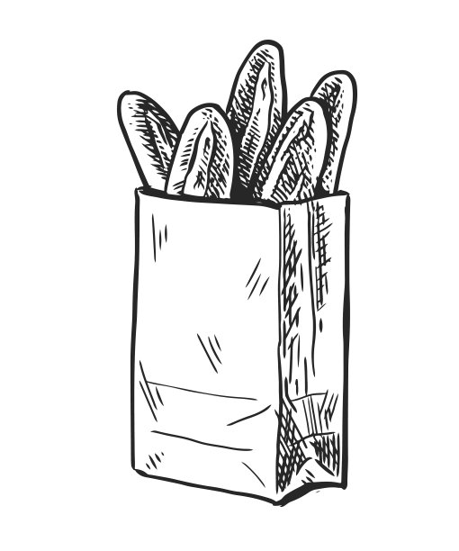 法棍面包袋草图图片下载