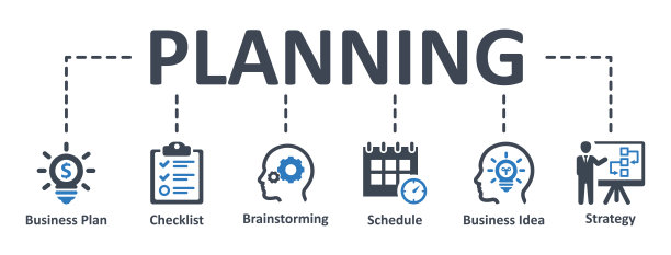 规划图标-矢量插图。计划，策略，信息图，模板，演示，概念，横幅，象形图，图标集，图标。图片下载